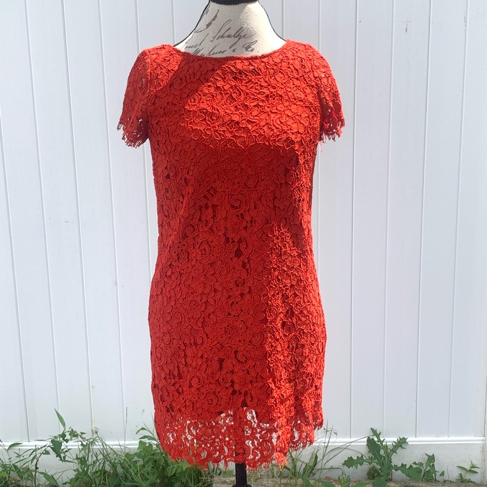 Zara NWT red orange lace dress